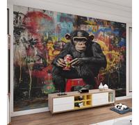 Black Gorilla Mural Street Hip-Hop Graffiti Wall Murals Monkey Spray Paint Wallpaper Cool Teen Room Wallpaper for Bedroom Kitchen Dining Room 300 x 210 cm