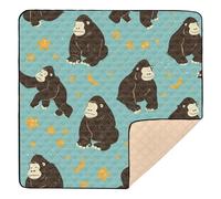 Black Gorilla Yellow Stars Large Stylish Baby Girl Play mat for Floor One-Piecing Foldable Activity Entertainment Mat for Baby Kids Toddlers Infants, 50'' x 50''