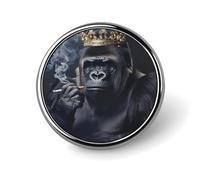 Black Gorillas Big Monkey Smoking Round Badge Button Pins Custom Brooches Lapel Pins for Women Men Clothing Decoration