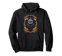 Black Gothic Cat Goth Witchy Occult Pullover Hoodie