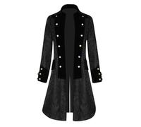 Black Gothic Jacket Men Clearance Winter Single-breasted Long-sleeved Steampunk Trench Overcoat Medieval Renaissance Victorian Vintage Coats Halloween Cosplay Costume Uniform Jackets S-4XL Deals