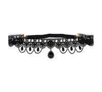 Black Gothic Lace Hairband Flower Elastic Crown Headband Vampire Headpiece for Halloween Costume Accessory, Cosplay, Festival Fancy Decor