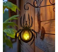 Black Gothic Metal Lantern ,Spooky Tree & Bat Ghost Pattern Hanging Light for Indoor Outdoor Garden Halloween Decoration