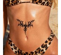 Black Gothic Minimalist Tattoos Abstract Sharp Bat Party Gift Valentine's Day, Carnival Gifts Arm Shoulder Clavicle Belly Temporary Waterproof tattoo stickers 1 Pack