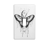 Black Gothic Moth Switch Cover Wall Plate 1 Gang Single Toggle, Vintage Goth Insect Electrical Faceplate for Bedroom Bathroom Decor, Cool Aesthetic Standard Size Switchplate