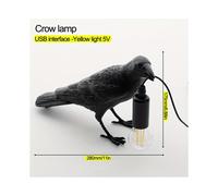 (Black) Gothic-style Halloween Party Crow Lamp, Cute Black Crow Table Lamp With USB Cable