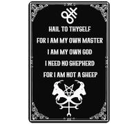 Black Gothic Style Metal Tin Sign Hail To Thyself For I Am My Own Master Metal Sign Witch Room Decor For Home Bedroom Man Cave Cafe Bar 8x12 Inch