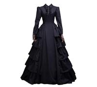 Black Gothic Victorian Dress Steampunk Medieval Renaissance Civil War Ball Gown Costumes Medium Black