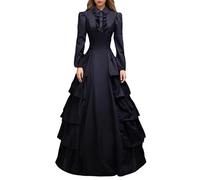 Black Gothic Victorian Dress Women's Medieval Clothing Long Sleeve A-line Vintage Renaissance Maxi Dress Prom Dress Evening Dress Long Cocktail Dress Steampunk Halloween Dresses, black, XXL