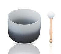 Black Gradient Crystal Yoga Bowl, D-Tone, Handmade, Meditation Props, Drive Negative Energy, Balance The Body, Relieve Fatigue And Anxiety, Suitable For Beginners And Pro,White And Black,8 Inches