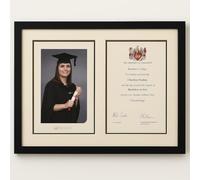 Black Graduation Frame for Certificate & Photo - Double Aperture Display for A4 or Standard Sizes - Elegant Double Mount with Black Trim - Perfect Graduation Gift