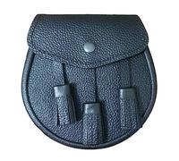 Black Grained Leather Scottish Sporran with 3 Tassels for Kilt (Black)