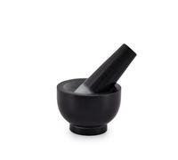Black Granite Mortar and Pestle Set Unfinished Surface for Enhanced Grinding - Heavy-Duty Stone Grinder (9.52cm Diameter, 6.98cm Height)
