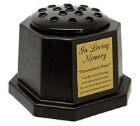 Black Grave Memorial Graveside Flower Vase with Gold In Loving Memory Plaque - Enter Your Own Custom Text (Personalised Name)