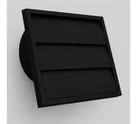Black Gravity Grille 155mm - External Ducting Air Vent with 100mm (4") Round Spigot & Non-Return Shutters | Wall Vent Outlet for Extractor Fans, Bathrooms, Kitchens