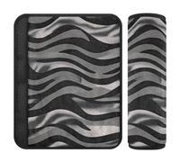 Black Gray Animal Texture 2 pcs Belt Strap Covers Release Stress to Your Neck and Shoulders for Airplane forro para cinturon de seguridad