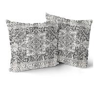 Black Gray Boho Pillow Covers 16X16 Inch Set of 2 Ethnic Bohemian Carpet Decorative Pillow Cases Farmhouse Rustic Vintage Rug Pillowcase Home Decor for Cushion Room Couch Patio Sofa Porch Outdoor