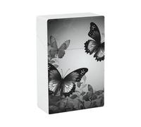 Black Gray Butterflies Cigarette Case Portable Novelty Cigarette Packing Box Crush Proof Waterproof Cigarette Box Novelty Gifts for Friend