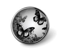 Black Gray Butterflies Round Badge Personalized Metal Lapel Pin Badges Fit Clothing Bags Hat Humorous Printed Brooch Badge Party Decorations Accessories for Men Women