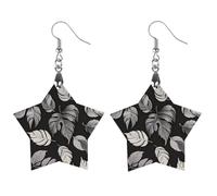 Black Gray Leaf Jacquard Wooden Earrings for Women, Vintage Elegant Wood Jewelry, Lightweight Earrings for Wedding, Party, Everyday Jewelry Gift, Apricot shaped, Wood, wood