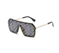 (Black Gray, One size) 2025 New Hot Large Frame Trend Letter Sunglasses Conjoined Lens Men Women Fashion All-match