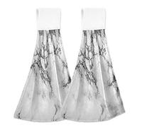 Black Gray White Marble Hanging Kitchen Towel 12 x 17 In Marbling Marbles Hand Fingertip Towels Set of 2 Pcs Face Tie Tea Bar Dish Cloths Dry Towels Soft Absorbent Durable for Laundry Room Decor
