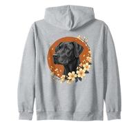 Black Great Dane Flower Dog Lover Zip Hoodie