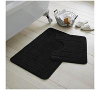 (Black) Greek Kay Bath Mat Set Non Slip Water Absorbent