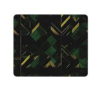 Black Green and Gold Geometric Gaming Mouse Pad Small Mouse Mat with Stitched Edges Non-Slip Long Desk Pad 12x10 in Desk Mat for Keyboard Home Office Gaming Work