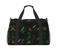 black green and gold geometric print Carry on Luggage for Women Men Shoulder Weekender Crossbody Bag for Yoga Travel Must Haves, Black, One Size
