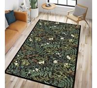 Black Green Area Rug 3x5 Washable Bedroom Rug,Botanical Print Throw Rugs,Plant Leaf Printed Area Rugs Non Slip Entryway Area Carpet Soft Floor Carpets Mat for Living Room,Laundry,Office,Entrance