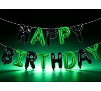 Black & Green Birthday Decorations - 13-Piece Reusable Balloon Letters with Self-Sealing Design, Thickened Foil for Adult Party Supplies, Birthday Banner for Home Decor"