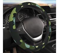 Black Green Camo Print Steering Wheel Cover, Car Steering Wheel Cover Women Men, Universal 15 inch Wheels Covers for SUV Trucks Car Accessories, Elastic Anti Slip Odorless