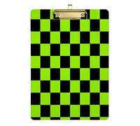Black Green Checkerboard Gingham Plaid Checkered Tartan Wood Clipboards Wood Clipboard Clip Boards Nursing Clipboard for Kids Students Nurse Contractor A4 Size 8.5x12.5 in