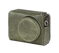 Black Green Coffee Faux Leather Compact Camera Bag 11.5x8.8x6cm with Adjustable Strap