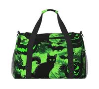 Black Green Ghost Horror Halloween Bat Printed Travel Duffle Bag for Men Women Large Sport Gym Bag Handbag with Shoulder Strap for Travel Weekend Fishing Hunting