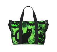 Black Green Ghost Horror Halloween Printed Travel Bag Duffle Bag for Men Women, Large Water Resistant Gym Bag Weekend Holdall Bag with Shoulder Strap