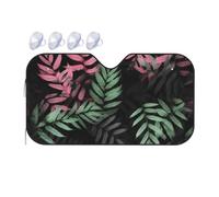 Black Green Leaves Car Windshield Sun Shade Foldable Car Front Window Sunshade for Sun, Heat and UV Rays, Auto Sun Blocker Visor Protector for Cars, SUVs Small