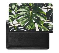 Black Green Leaves Passport Holder Passport Cover Protector Essentials with Credit Card Slots for Women Men