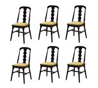Black & Green Upholstered Kitchen Chairs6 Slatted High Back Dining Chairs Solid Rubberwood Farmhouse Style for Dining Room Living Room & Restaurant Furniture