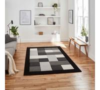 (Black / Grey, 60 x 120 cm) Think Rugs Brooklyn BRK04 Box Checkers Geometric Rugs Multi Colour Small XL Extra Large Living room Bedroom Rug Carpet Mat Hallway Runner