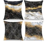 Black Grey and Gold Decorative Throw Pillow Covers, gold Abstract Pillow Covers 18 x 18 Inch, gold and gray couch pillows Covers Sofa Living Room Couch Home Decor Pillowcase for Set of 4 (BF-2)
