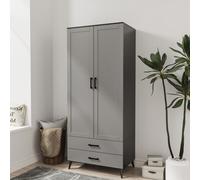 Urbn-Living Urbnliving 180Cm Height Black Wardrobe With Grey 2 Door 2 Drawer Modern Bedroom Clothes Storage Hanging Rail