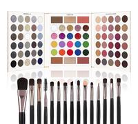 Black Grey Eyeshadow Makeup Palette + 15 Brushes Set, 86 Colors Matte Glitter Highly Pigmented Long Lasting Eye shadow, Blush, Contour, Highlighter All in One Make Up Kit for Halloween & Daily Use
