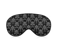 Black Grey Fleur-De-Lis Flowers Sleep Mask for Women Men Eye Masks Eyes Cover Blackout Travel