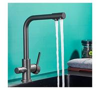 Black Grey Kitchen Faucet with Water Filter, Hot & Cold Mixer Tap for Drinking Water - Stylish Sink Tap with Beige Dots, Perfect for Home & Kitchen Use