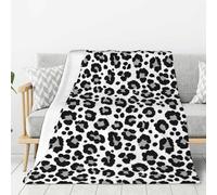 Black Grey Leopard Print Fashion Throw Blanket for Couch Sofa Bed, Super Soft Lightweight Cozy Fuzzy Warm Flannel Plush Throw Blanket 40"x30" - All Season Use