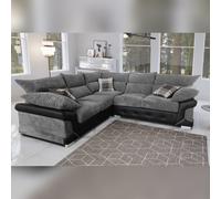 (Black/Grey) Maryland Fabric/Faux Leather Corner Sofa