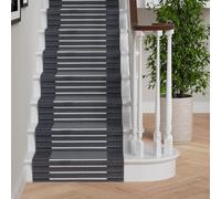 Black Grey Striped Stair Carpet Runner Linear Pattern Durable Backing Indoor Rug for Stairs Entryway and Basement 60cm x 152cm (2ft x 5ft)