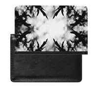 Black Grey Tie Dye Passport Holder Travel Wallet Cover Case with Card Slot Organiser for Men Women